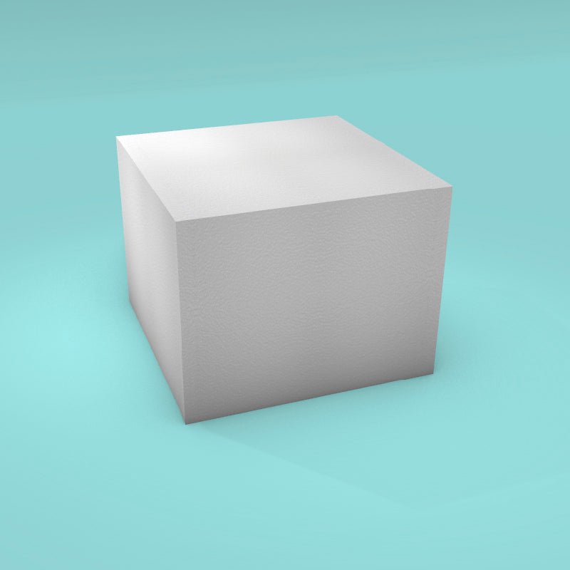 Square foam cake dummy 9 inch by 9 inch, 7 inch tall, smooth white finish, ready to decorate
