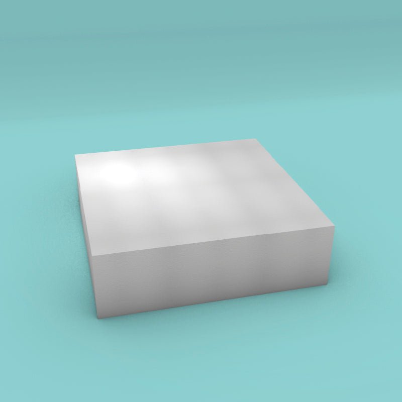 Square foam cake dummy 20 inch by 20 inch, 6 inch tall, smooth white finish, ready to decorate