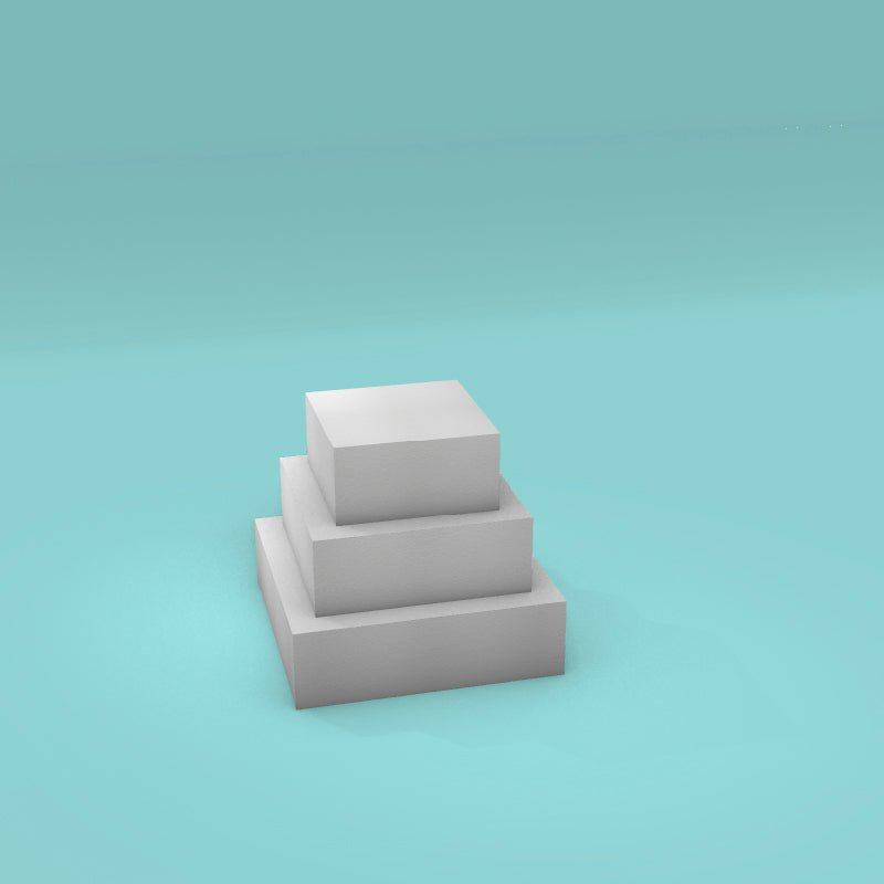 Square foam cake dummy tower set, 3 inch tall tiers, 6/8/10 inch sizes, ready to decorate