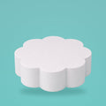 Petal foam cake dummy 10 inch diameter, 4 inch tall, rounded lobed edge, smooth white finish, ready to decorate