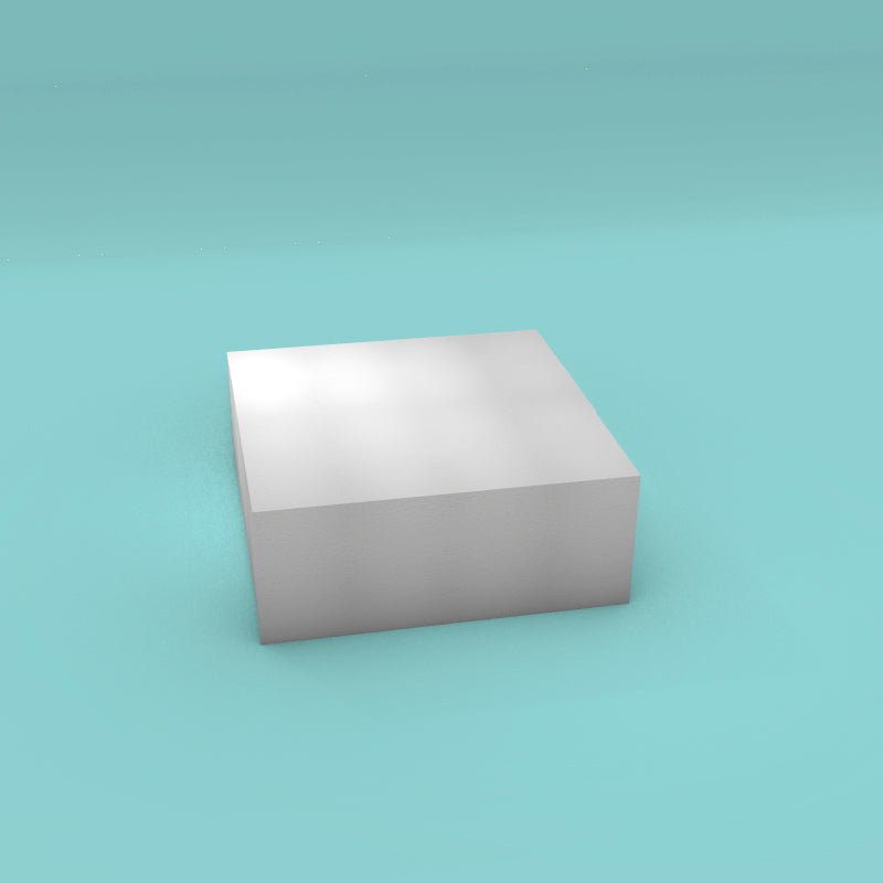 Square foam cake dummy 15 inch by 15 inch, 6 inch tall, smooth white finish, ready to decorate