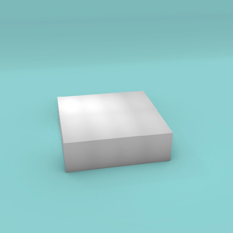 Square foam cake dummy 16 inch by 16 inch, 5 inch tall, smooth white finish, ready to decorate