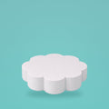Petal foam cake dummy 8 inch diameter, 3 inch tall, rounded lobed edge, smooth white finish, ready to decorate