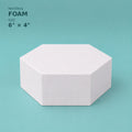 Hexagon foam cake dummy 6 inch point to point, 4 inch tall, smooth white finish, ready to decorate