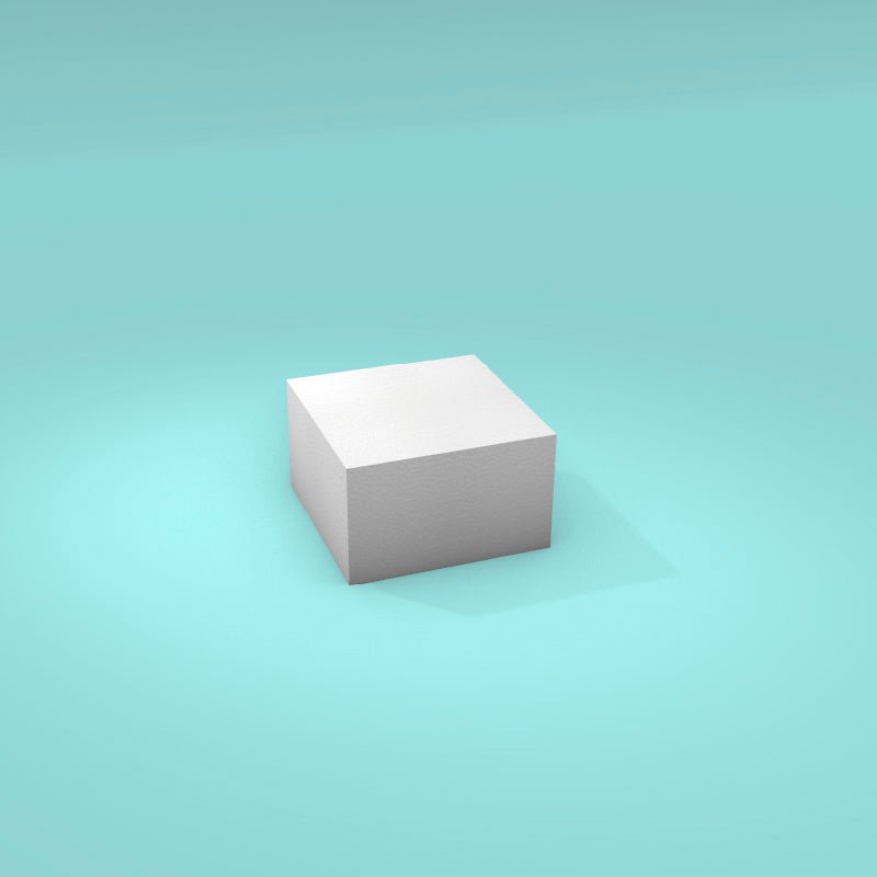 Square foam cake dummy 5 inch by 5 inch, 3 inch tall, smooth white finish, ready to decorate