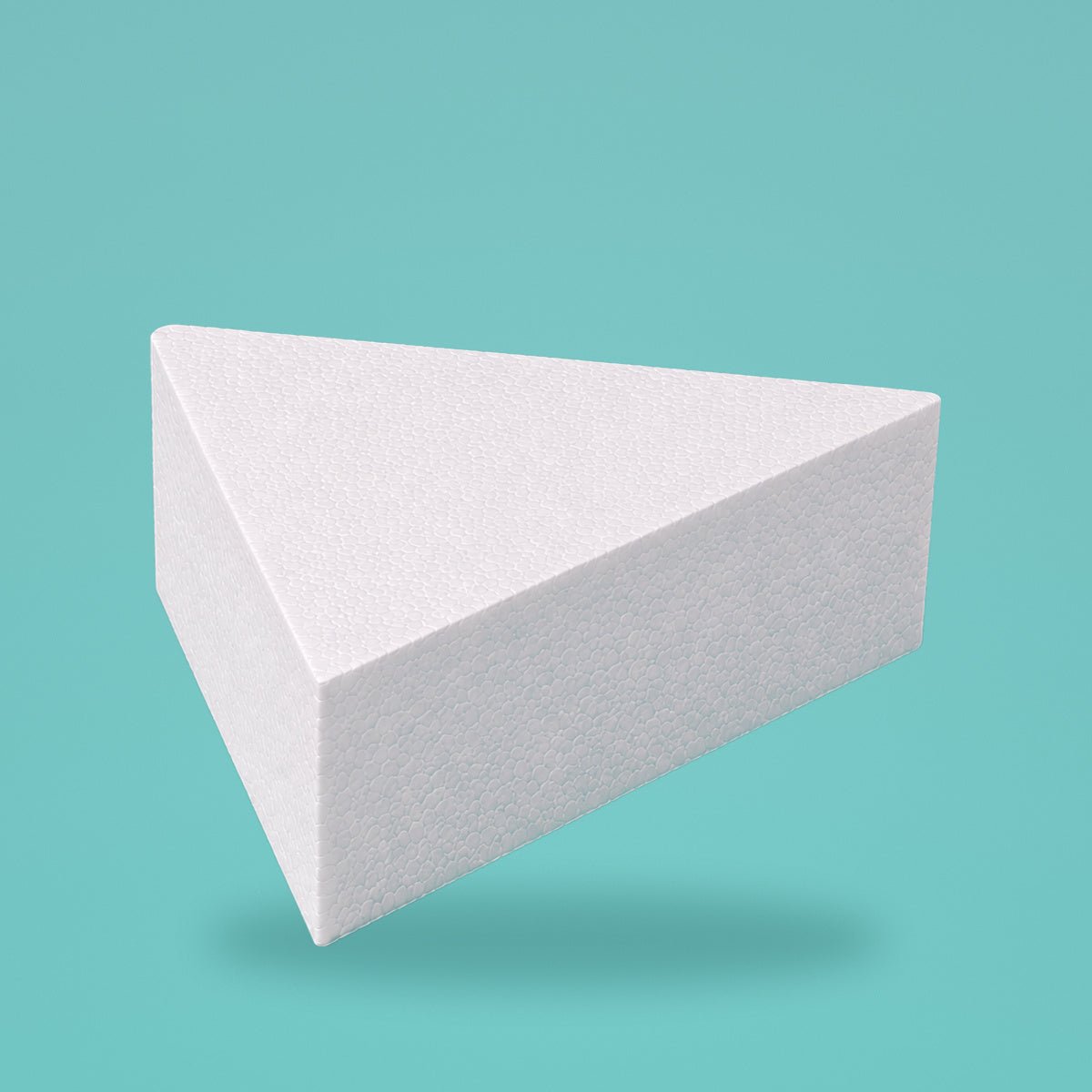 Triangle foam cake dummy 12 inch point to point, 6 inch tall, smooth white finish, ready to decorate