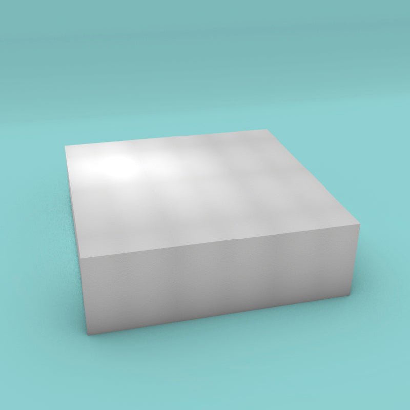 Square foam cake dummy 22 inch by 22 inch, 7 inch tall, smooth white finish, ready to decorate