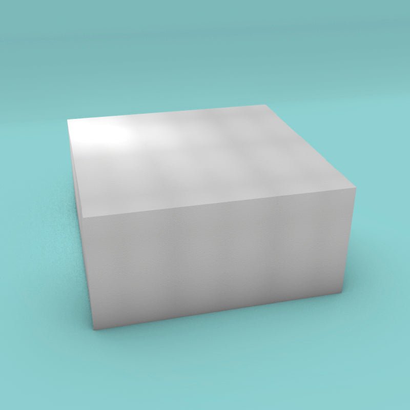 Square foam cake dummy 21 inch by 21 inch, 10 inch tall, smooth white finish, ready to decorate