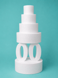 Number 0 foam cake dummy, 14 inch tall digit, 4 inch thick, smooth white finish, ready to decorate