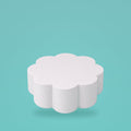 Petal foam cake dummy 8 inch diameter, 4 inch tall, rounded lobed edge, smooth white finish, ready to decorate
