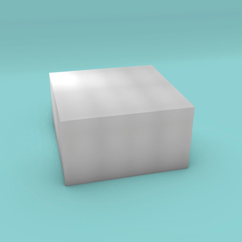 Square foam cake dummy 18 inch by 18 inch, 10 inch tall, smooth white finish, ready to decorate
