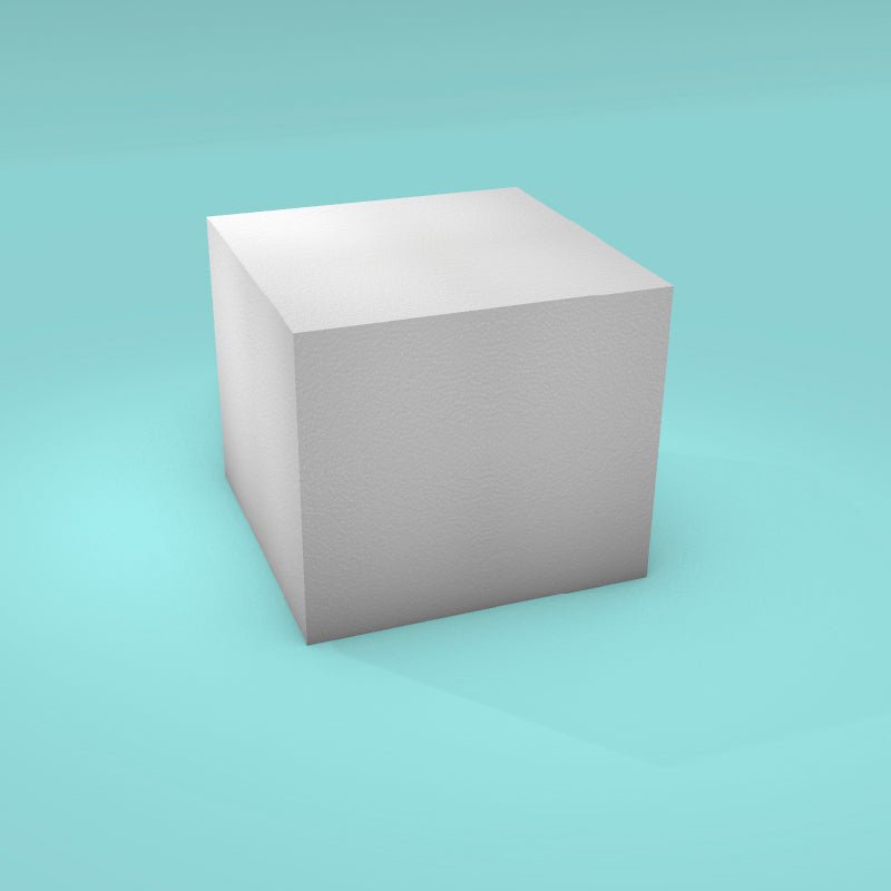 Square foam cake dummy 8 inch by 8 inch, 7 inch tall, smooth white finish, ready to decorate