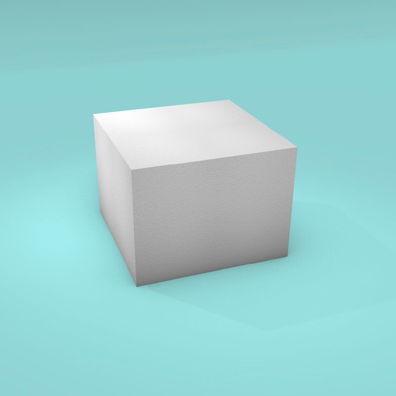 Square foam cake dummy 8 inch by 8 inch, 6 inch tall, smooth white finish, ready to decorate