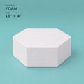 Hexagon foam cake dummy 16 inch point to point, 4 inch tall, smooth white finish, ready to decorate
