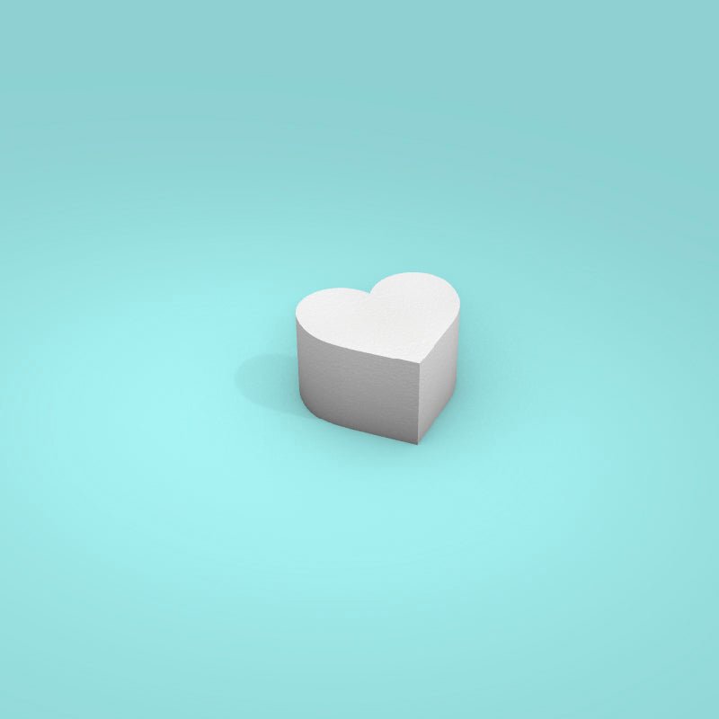 Heart foam cake dummy 5 inch wide, 3 inch tall, smooth white finish, ready to decorate