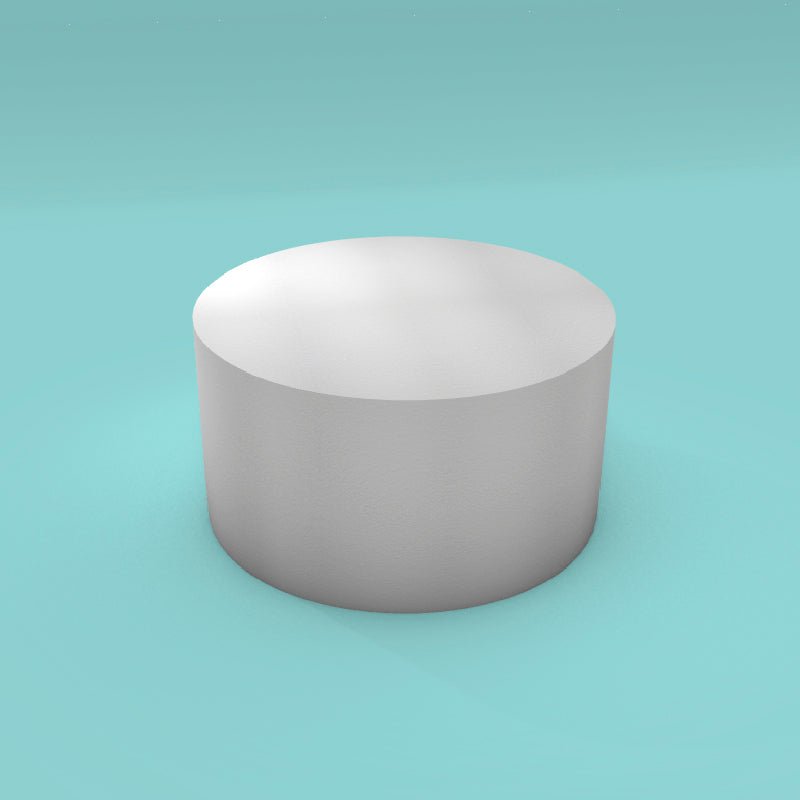 Round foam cake dummy 15 inch diameter by 8 inch tall, smooth white finish, ready to decorate
