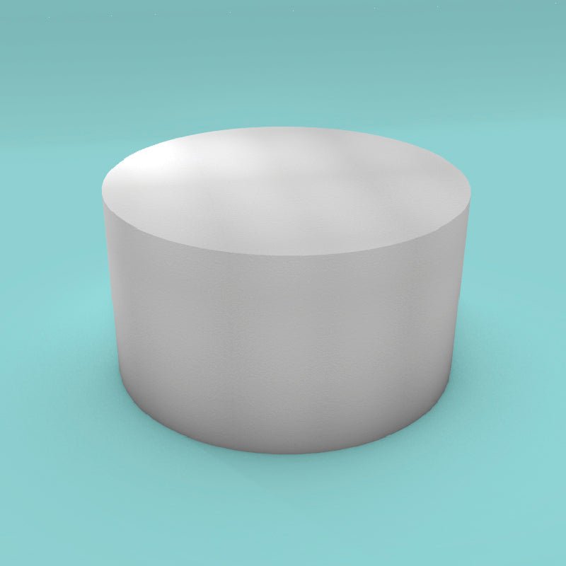 Round foam cake dummy 18 inch diameter by 10 inch tall, smooth white finish, ready to decorate