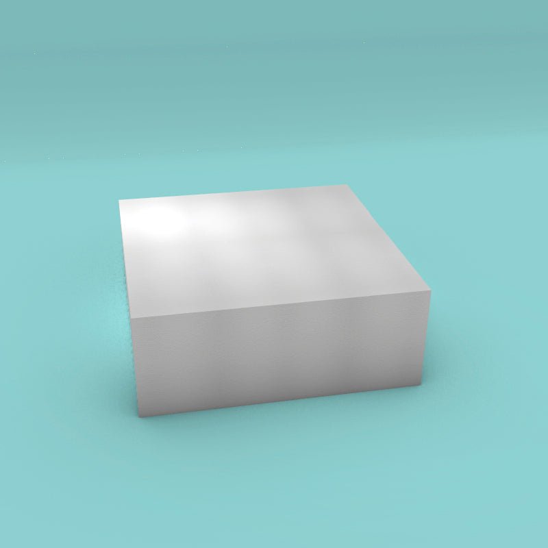 Square foam cake dummy 18 inch by 18 inch, 7 inch tall, smooth white finish, ready to decorate