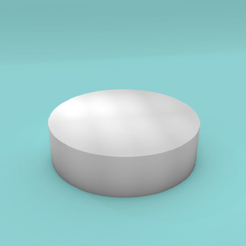 Round foam cake dummy 18 inch diameter by 5 inch tall, smooth white finish, ready to decorate