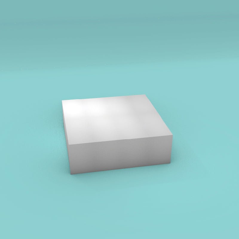Square foam cake dummy 15 inch by 15 inch, 5 inch tall, smooth white finish, ready to decorate
