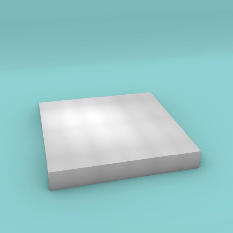 Square foam cake dummy 22 inch by 22 inch, 3 inch tall, smooth white finish, ready to decorate