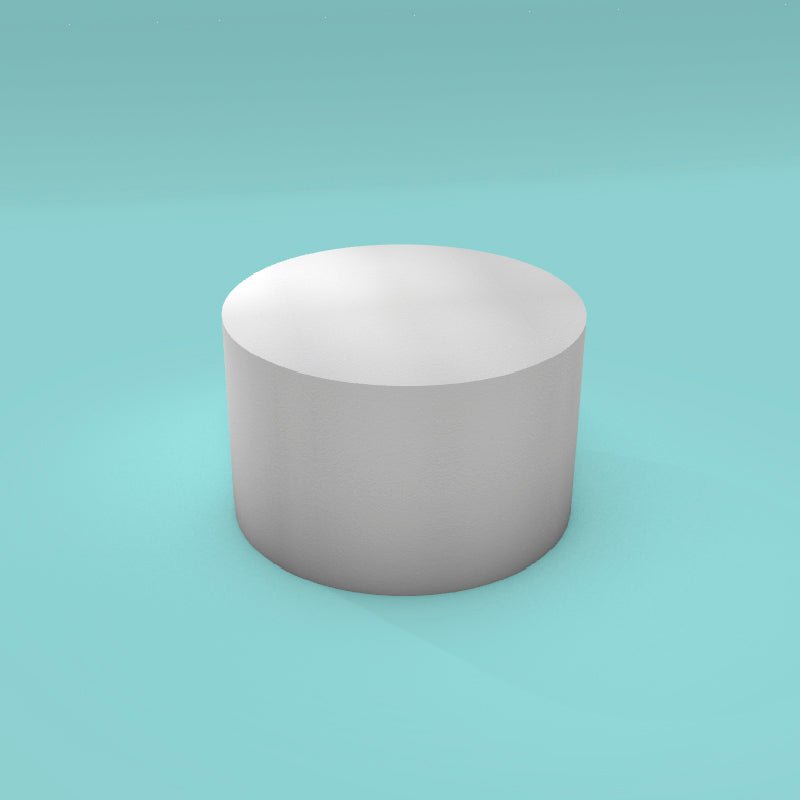 Round foam cake dummy 13 inch diameter by 8 inch tall, smooth white finish, ready to decorate