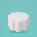 Petal foam cake dummy 8 inch diameter, 6 inch tall, rounded lobed edge, smooth white finish, ready to decorate