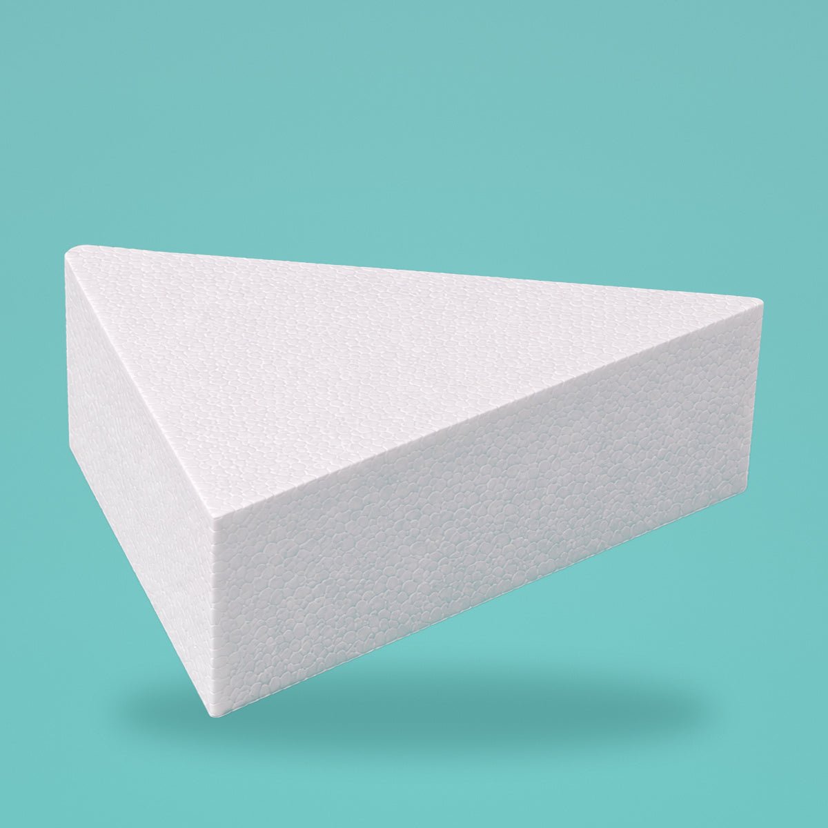 Triangle foam cake dummy 14 inch point to point, 6 inch tall, smooth white finish, ready to decorate