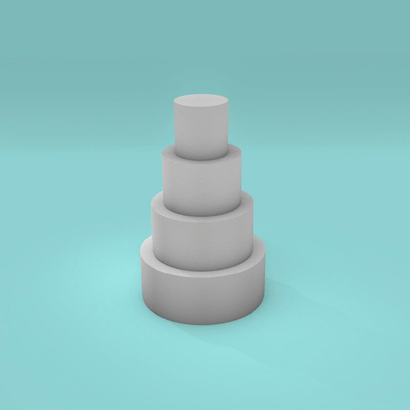 Round foam cake dummy tower set, 4 inch tall tiers, 4/6/8/10 inch diameters, ready to decorate