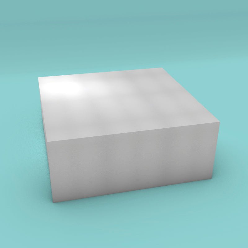 Square foam cake dummy 22 inch by 22 inch, 9 inch tall, smooth white finish, ready to decorate