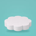Petal foam cake dummy 10 inch diameter, 3 inch tall, rounded lobed edge, smooth white finish, ready to decorate