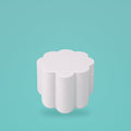 Petal foam cake dummy 6 inch diameter, 6 inch tall, rounded lobed edge, smooth white finish, ready to decorate
