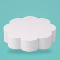 Petal foam cake dummy 12 inch diameter, 4 inch tall, rounded lobed edge, smooth white finish, ready to decorate