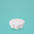 Petal foam cake dummy 6 inch diameter, 3 inch tall, rounded lobed edge, smooth white finish, ready to decorate