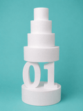 Number 1 foam cake dummy for a first birthday, 14 inch tall digit, 5 inch thick, smooth white finish
