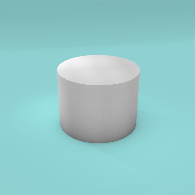 Round foam cake dummy 13 inch diameter by 9 inch tall, smooth white finish, ready to decorate