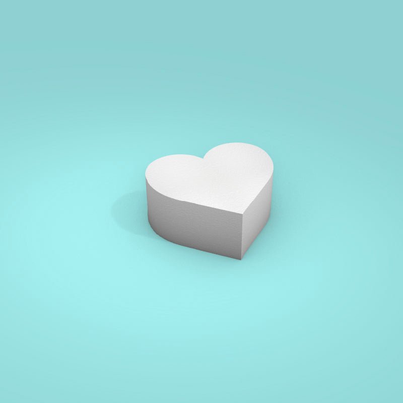 Heart foam cake dummy 7 inch wide, 3 inch tall, smooth white finish, ready to decorate