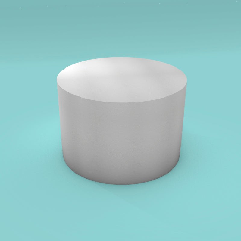 Round foam cake dummy 15 inch diameter by 10 inch tall, smooth white finish, ready to decorate