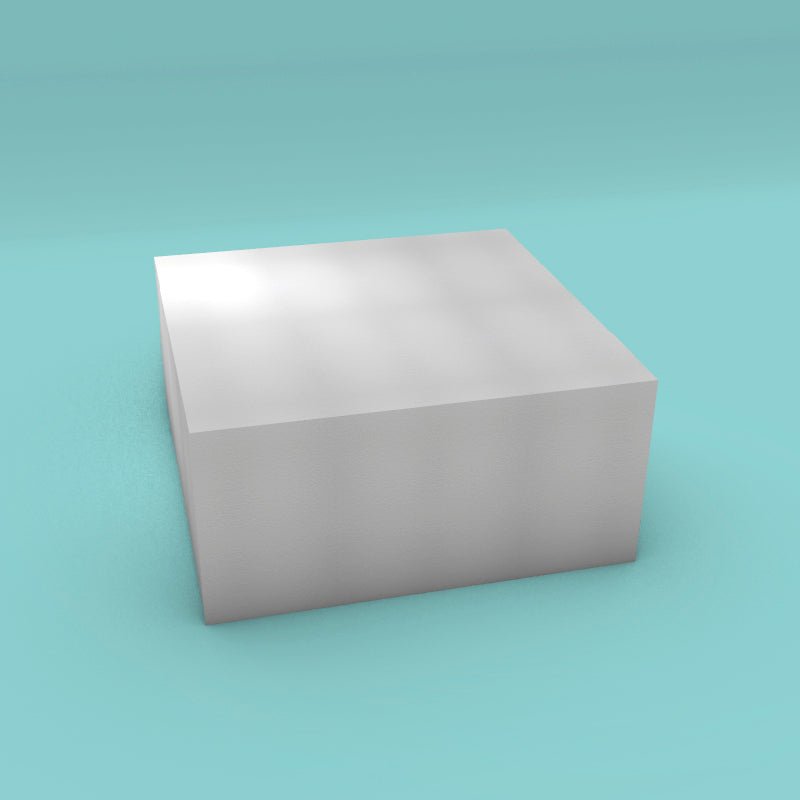 Square foam cake dummy 19 inch by 19 inch, 9 inch tall, smooth white finish, ready to decorate