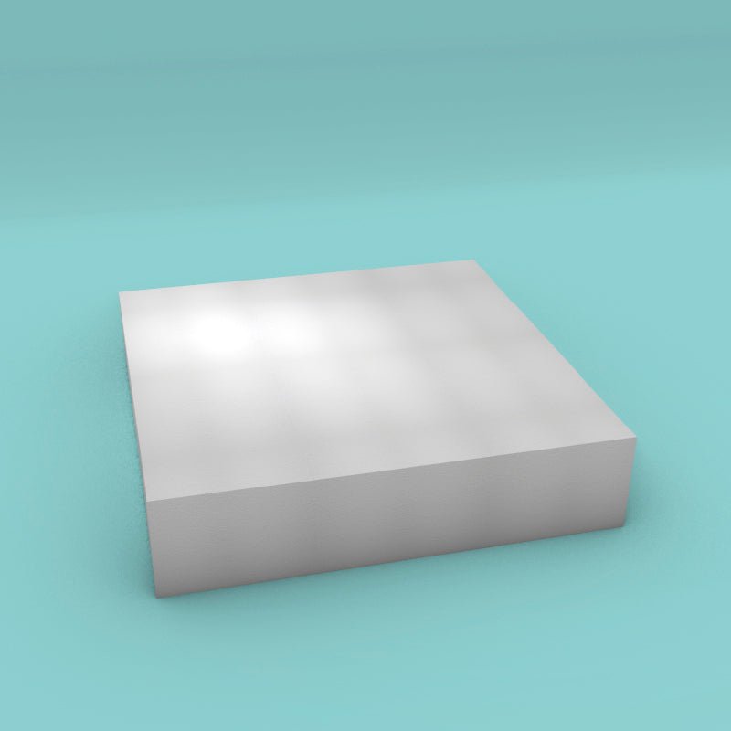 Square foam cake dummy 22 inch by 22 inch, 5 inch tall, smooth white finish, ready to decorate
