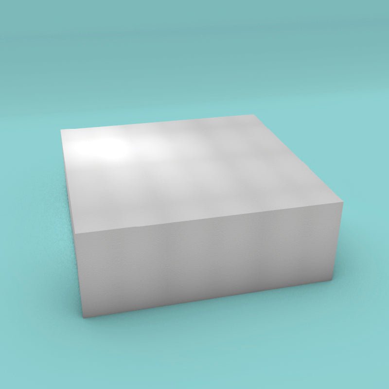 Square foam cake dummy 22 inch by 22 inch, 8 inch tall, smooth white finish, ready to decorate