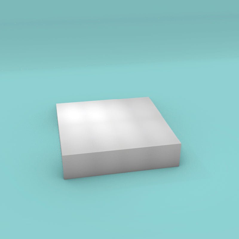 Square foam cake dummy 17 inch by 17 inch, 4 inch tall, smooth white finish, ready to decorate
