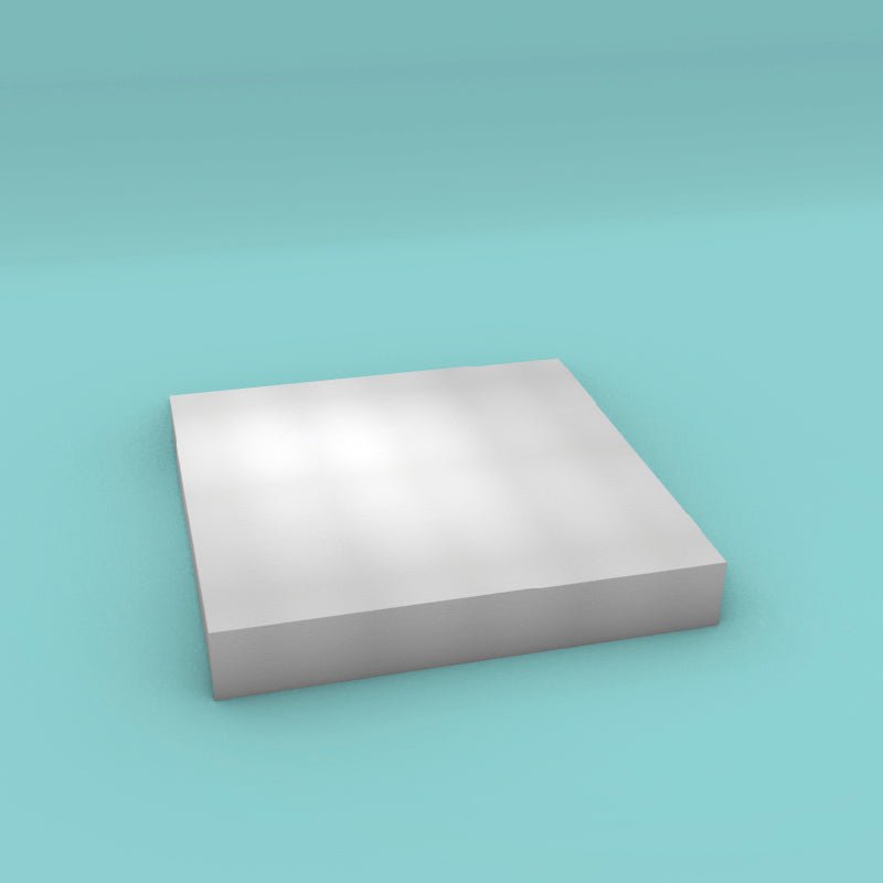 Square foam cake dummy 20 inch by 20 inch, 3 inch tall, smooth white finish, ready to decorate