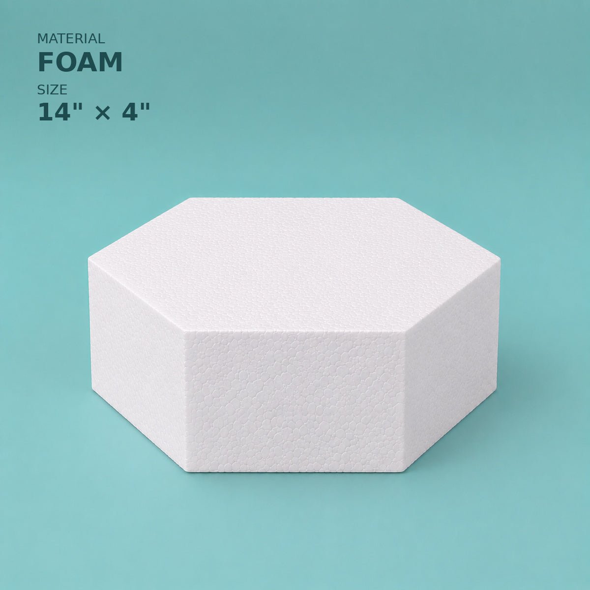 Hexagon foam cake dummy 14 inch point to point, 4 inch tall, smooth white finish, ready to decorate