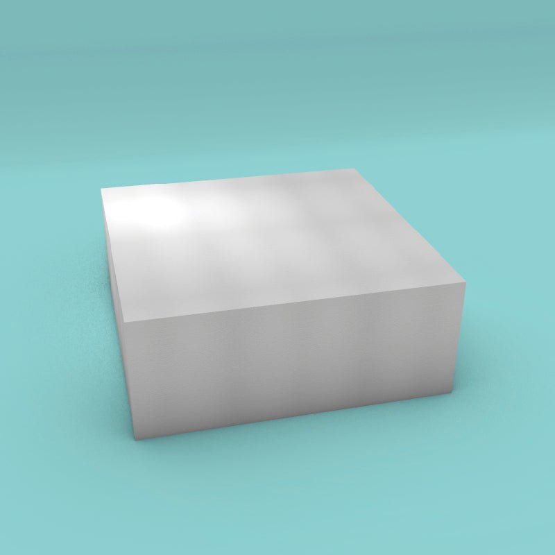 Square foam cake dummy 20 inch by 20 inch, 8 inch tall, smooth white finish, ready to decorate