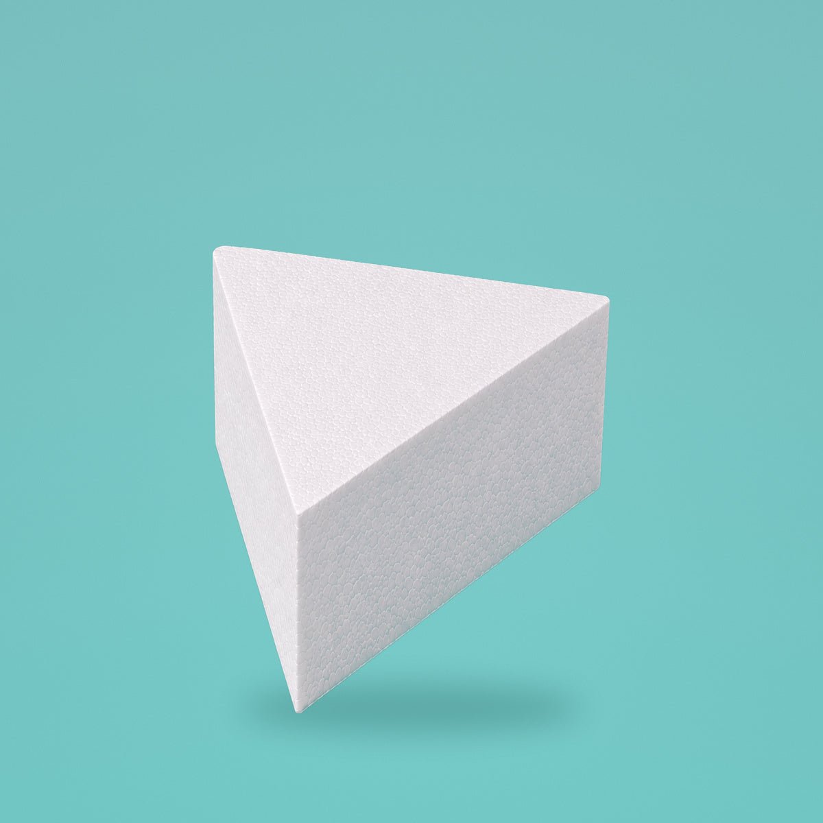 Triangle foam cake dummy 8 inch point to point, 6 inch tall, smooth white finish, ready to decorate