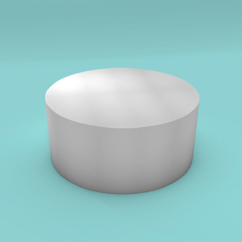 Round foam cake dummy 18 inch diameter by 8 inch tall, smooth white finish, ready to decorate