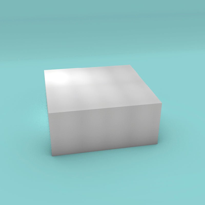 Square foam cake dummy 18 inch by 18 inch, 8 inch tall, smooth white finish, ready to decorate