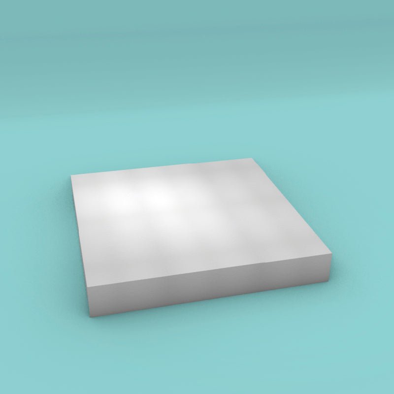 Square foam cake dummy 21 inch by 21 inch, 3 inch tall, smooth white finish, ready to decorate