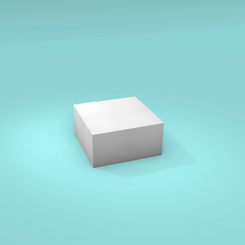 Square foam cake dummy 6 inch by 6 inch, 3 inch tall, smooth white finish, ready to decorate